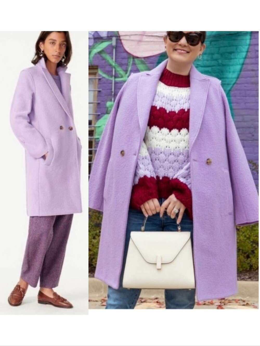 J. Crew Daphne Topcoat in Italian Boiled Wool Coat Lavender Size 00 4